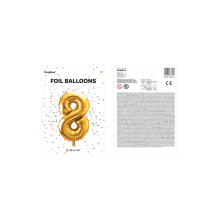 1 Ballon XXL - Zahl 8 - Gold