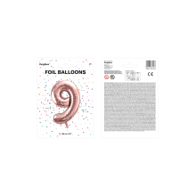 1 Ballon XXL - Zahl 9 - Rosegold