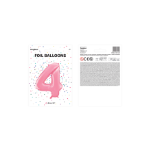 1 Ballon XXL - Zahl 4 - Rosa