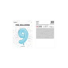 1 Ballon XXL - Zahl 9 - Hellblau