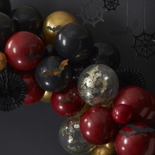 1 Balloon Garland - Black and Ox Blood, Skull Confetti and paper webs
