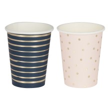 8 Gold Foiled Pink and Navy MIXed Cups