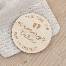 1 Flip Coin - Mummy or Daddy`s Turn - Wooden