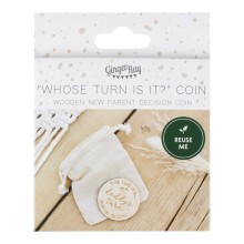 1 Flip Coin - Mummy or Daddy`s Turn - Wooden