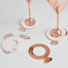 10 Drink Markers - Ring Shaped - Rose Gold Foil