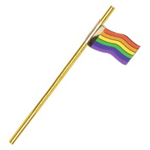 16 Gold Foiled Rainbow Flag Straws