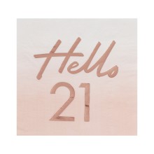 16 Rose Gold Foiled Watercolour Napkin - Hello 21