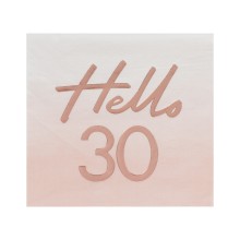 16 Rose Gold Foiled Watercolour Napkin - Hello 30