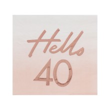 16 Rose Gold Foiled Watercolour Napkin - Hello 40