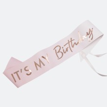 1 Rose Gold Foiled It`s My Birthday Pink Ombre Sash