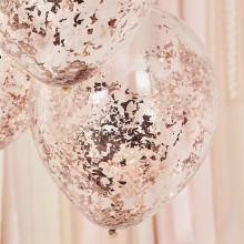 5 rose gold foil confetti filled balloons