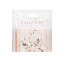 5 rose gold foil confetti filled balloons