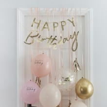12 Balloon Door Kit - Happy Birthday - Peach and Foiled