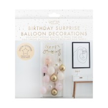 12 Balloon Door Kit - Happy Birthday - Peach and Foiled