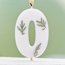 1 Candle - Number 0 - Pressed Foliage