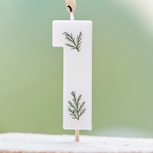1 Candle - Number 1 - Pressed Foliage