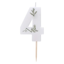 1 Candle - Number 4 - Pressed Foliage