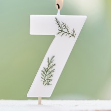 1 Candle - Number 7 - Pressed Foliage