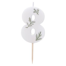 1 Candle - Number 8 - Pressed Foliage