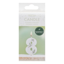 1 Candle - Number 8 - Pressed Foliage