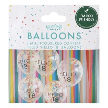 5 Hello 18 Milestone Balloons - Eco Brights