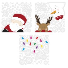 3 Window Stickers - Santa and Friends