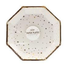 8 Paper Plates - Foiled - Gold