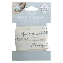 Merry Christmas Ribbon- White