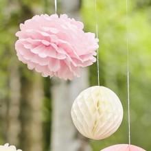Paper Pompom and Honeycomb Hanging Decorations