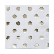 20 Paper Napkins -Foiled - Polka Dot - Gold