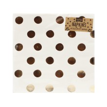 20 Paper Napkins -Foiled - Polka Dot - Gold