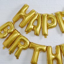1 Bunting - Balloon - Happy Birthday - Gold