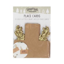 10 Place Card - Kraft Gold Glitter