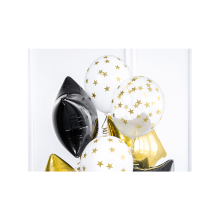 6 Motivballons Clear - Ø 30cm - Stars - Gold