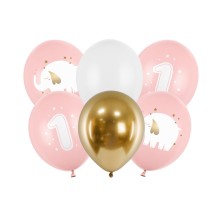 6 Motivballons - Ø 30cm - SET - One Year Girl