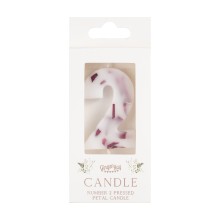 1 Candle - Number 2 - Pressed Petals