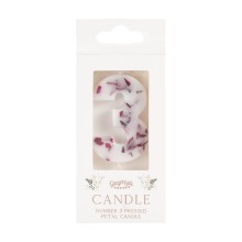 1 Candle - Number 3 - Pressed Petals