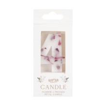 1 Candle - Number 4 - Pressed Petals