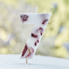 1 Candle - Number 7 - Pressed Petals