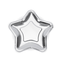 6 Pappteller Trend - Ø 18cm - Star - Silber