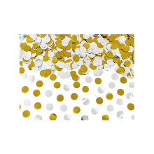 1 Konfettikanone - 40cm - Metallic - Dots - Silber & Gold