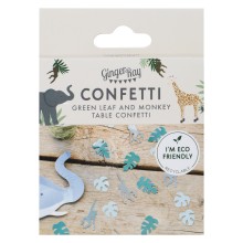1 Eco Table Confetti - Jungle Leaf & Monkey Confetti - Green